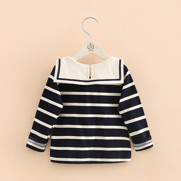 Elegáns gyerekblúz lányoknak szalaggal és O-nyakkal