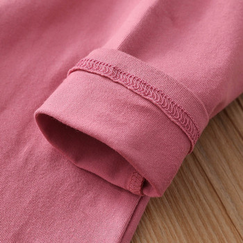 Детска ежедневна блуза за момичета с апликация в розов и бял цвят