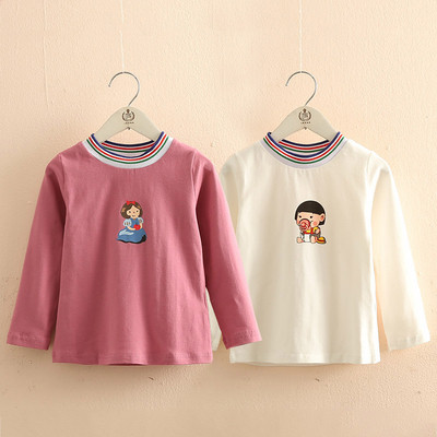 Детска ежедневна блуза за момичета с апликация в розов и бял цвят