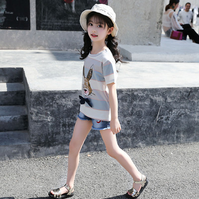 Modern gyerek póló rátéttel és panedkával lányoknak