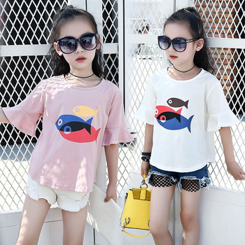 Модерна детска блуза за момичета с апликация в три цвята
