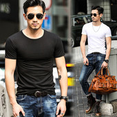 Modern férfi póló rövid ujjal - egyszerű modell több színben