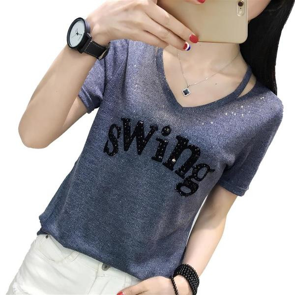 Fényes női póló három színben felirattal