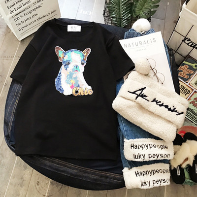 HIT Aktuális női póló flitter elemekkel több színben