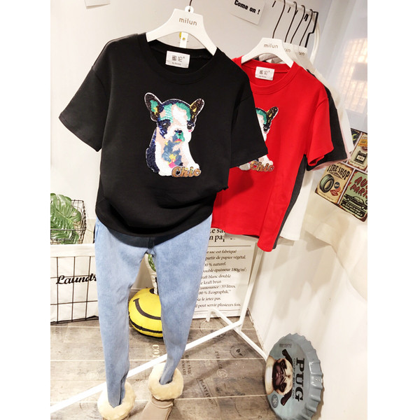 HIT Aktuális női póló flitter elemekkel több színben