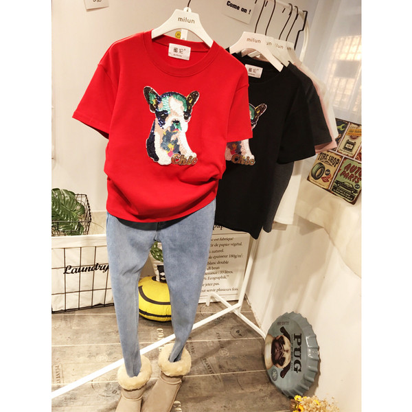 HIT Aktuális női póló flitter elemekkel több színben