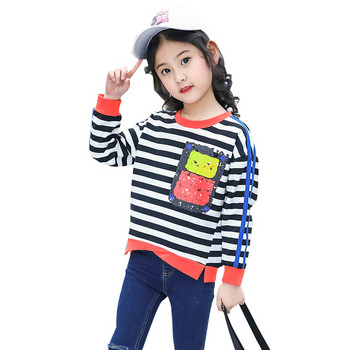 Модерна детска блуза за момичета с пайети