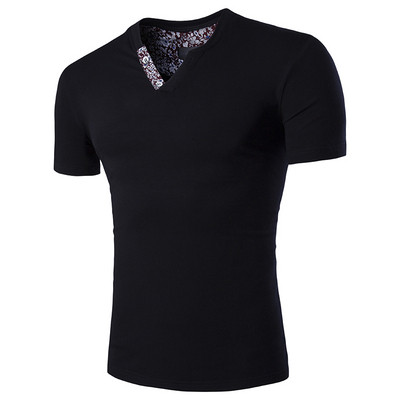 Modern férfi póló rövid ujjal, V-nyakkal