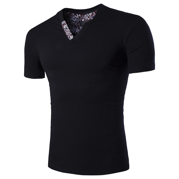 Modern férfi póló rövid ujjal, V-nyakkal