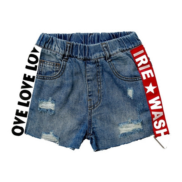 Modern gyerek rövid farmernadrág feliratokkal