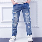 Casual παιδικά τζιν για αγόρια με σχιζμένα μοτίβα
