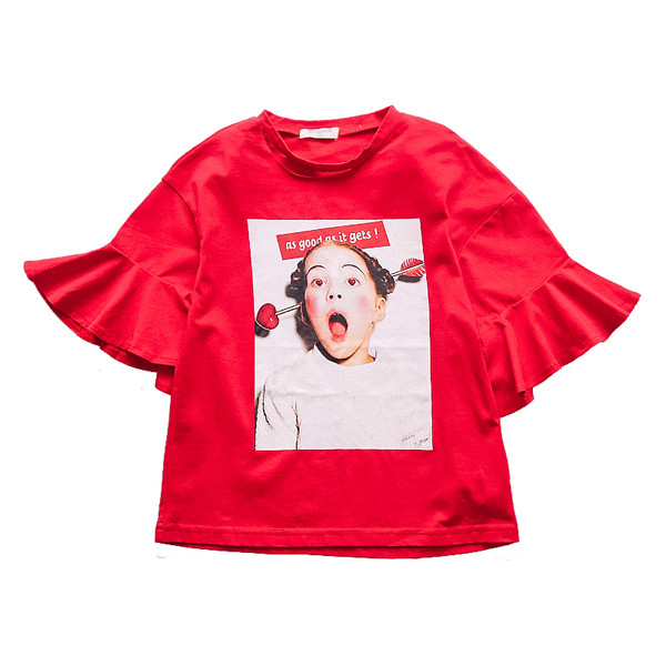 Modern, rövid ujjú, mintás gyerekblúz lányoknak