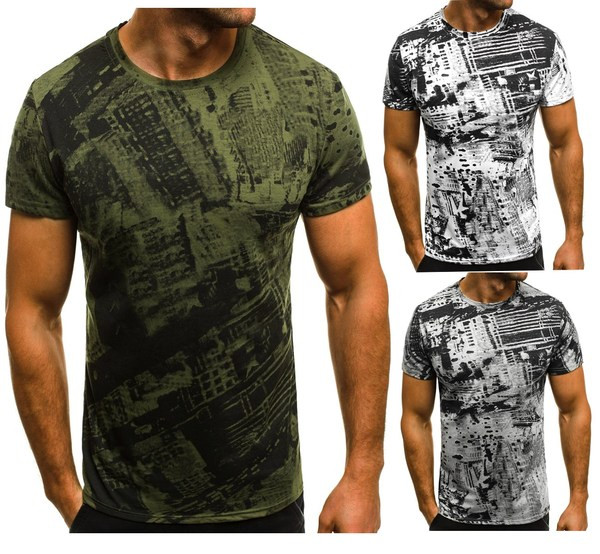 Rövid ujjú, O-nyakú férfi póló