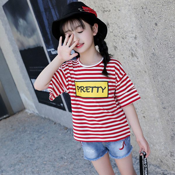 Alkalmi gyerek blúz lányoknak rövid ujjal és mintával