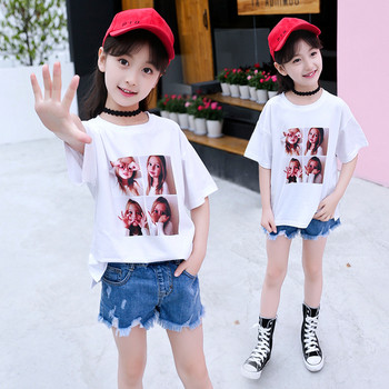 Μοντέρνα παιδική μπλούζα για  κορίτσια με εκτύπωση σε λευκό χρώμα 