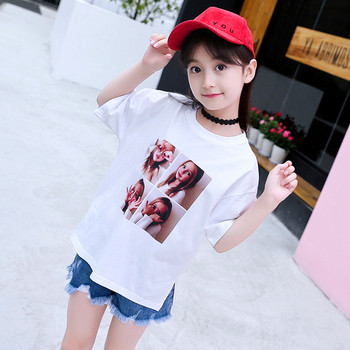 Μοντέρνα παιδική μπλούζα για  κορίτσια με εκτύπωση σε λευκό χρώμα 