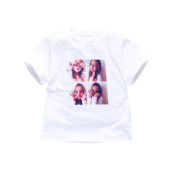 Модерна детска блуза за момичета в бял цвят с щампа