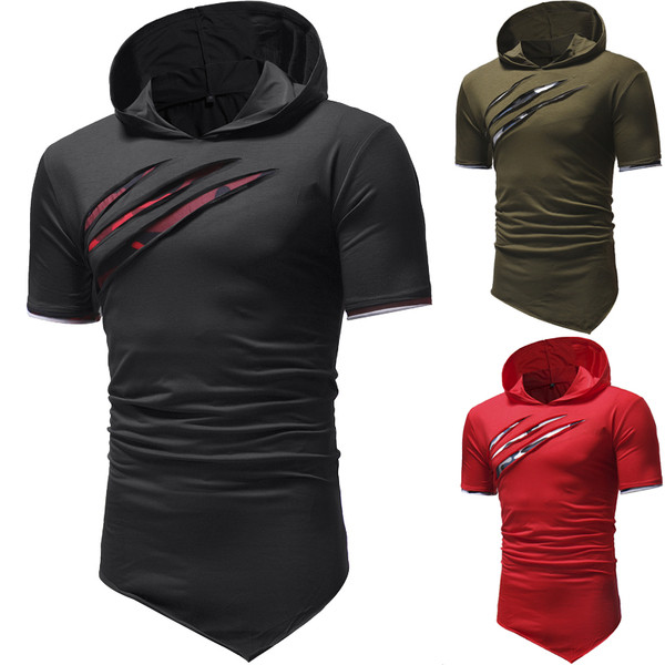 Férfi blúz rövid ujjal és kapucnival, három színben