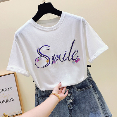 Καθημερινή γυναικεία μπλούζα με επιγραφές και πούλιες σε τρία χρώματα