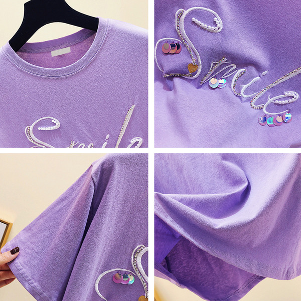 Καθημερινή γυναικεία μπλούζα με επιγραφές και πούλιες σε τρία χρώματα