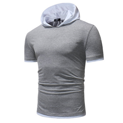 Férfi blúz rövid ujjal és kapucnival több színben