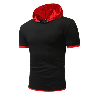 Férfi blúz rövid ujjal és kapucnival több színben