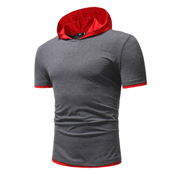 Férfi blúz rövid ujjal és kapucnival több színben