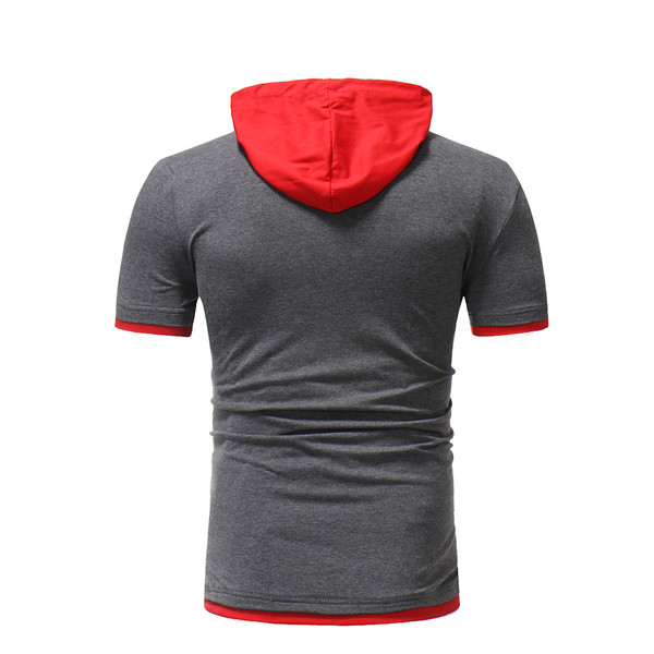 Férfi blúz rövid ujjal és kapucnival több színben