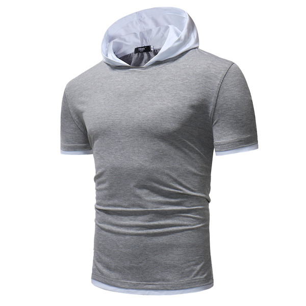 Férfi blúz rövid ujjal és kapucnival több színben