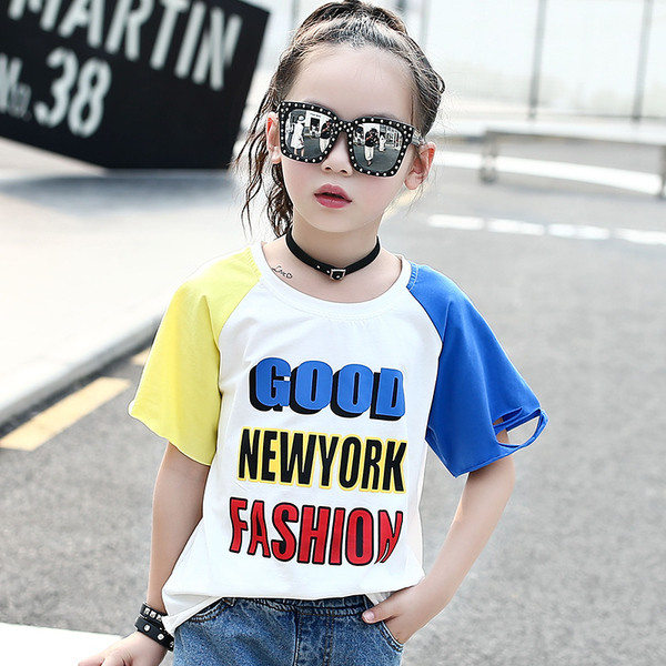 Sport-alkalmi gyerek blúz lányoknak rövid ujjal, felirattal