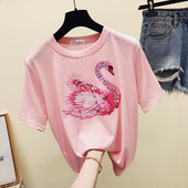 Női topikus póló rátéttel és flitterekkel több színben