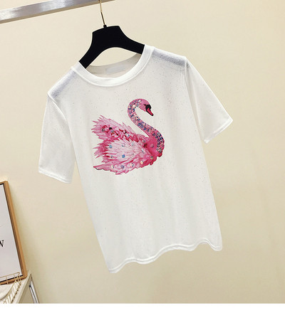 Női topikus póló rátéttel és flitterekkel több színben