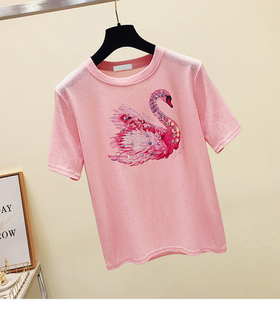 Női topikus póló rátéttel és flitterekkel több színben