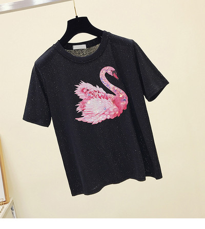 Női topikus póló rátéttel és flitterekkel több színben