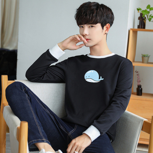 Bluză casual pentru bărbați cu aplicație în negru, alb și gri