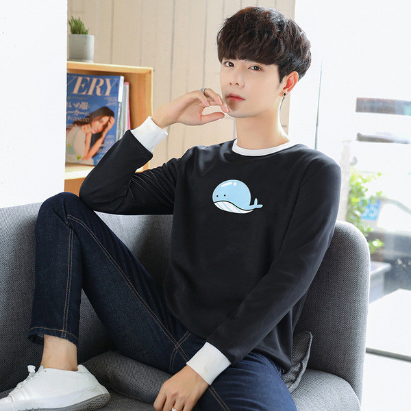 Bluză casual pentru bărbați cu aplicație în negru, alb și gri