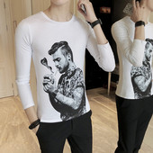 Modern férfi blúz szürke, fekete és fehér rátéttel