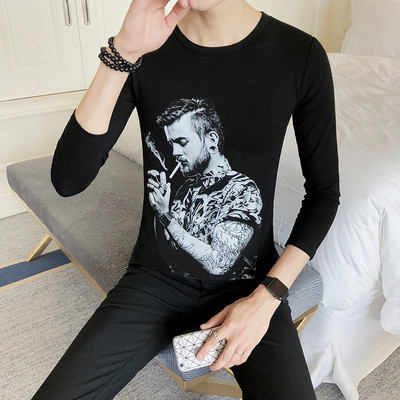 Modern férfi blúz szürke, fekete és fehér rátéttel