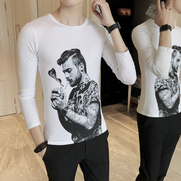 Modern férfi blúz szürke, fekete és fehér rátéttel