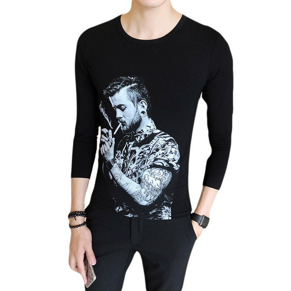 Modern férfi blúz szürke, fekete és fehér rátéttel