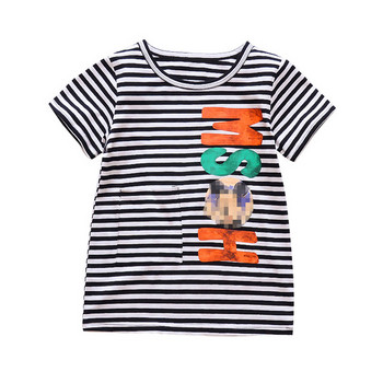 Модерна детска блуза цвят райе с надпис за момичета