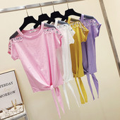 Tricou de dama model nou cu elemente transparente si margele in mai multe culori