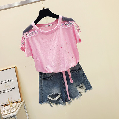 Tricou de dama model nou cu elemente transparente si margele in mai multe culori