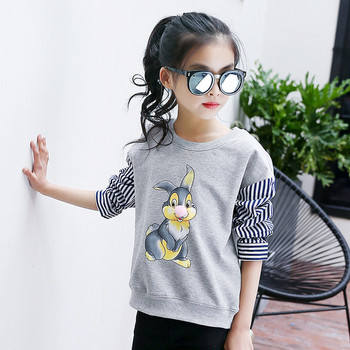 Модерна детска блуза за момичета с апликация с дълъг ръкав