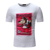 Tricou barbatesc cu maneca scurta de culoare alba si aplicatie