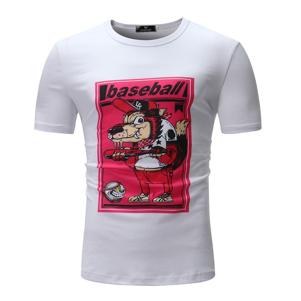 Tricou barbatesc cu maneca scurta de culoare alba si aplicatie