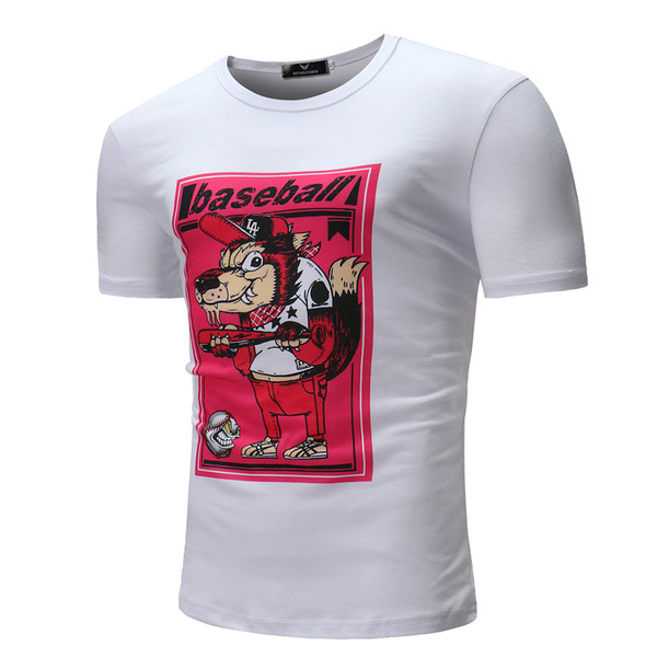 Tricou barbatesc cu maneca scurta de culoare alba si aplicatie