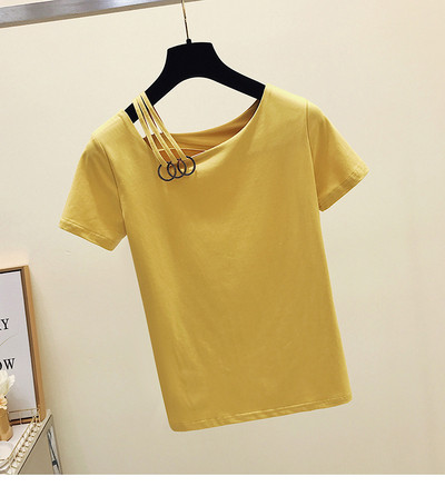 Καθημερινό μοντέλο γυναικείο μπλουζάκι με μεταλλικά δαχτυλίδια σε διάφορα χρώματα