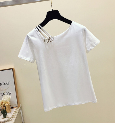 Καθημερινό μοντέλο γυναικείο μπλουζάκι με μεταλλικά δαχτυλίδια σε διάφορα χρώματα