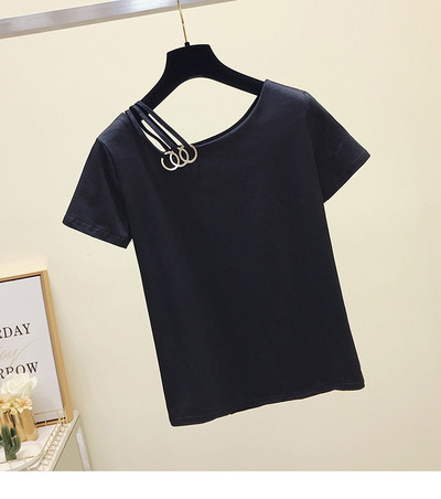 Καθημερινό μοντέλο γυναικείο μπλουζάκι με μεταλλικά δαχτυλίδια σε διάφορα χρώματα